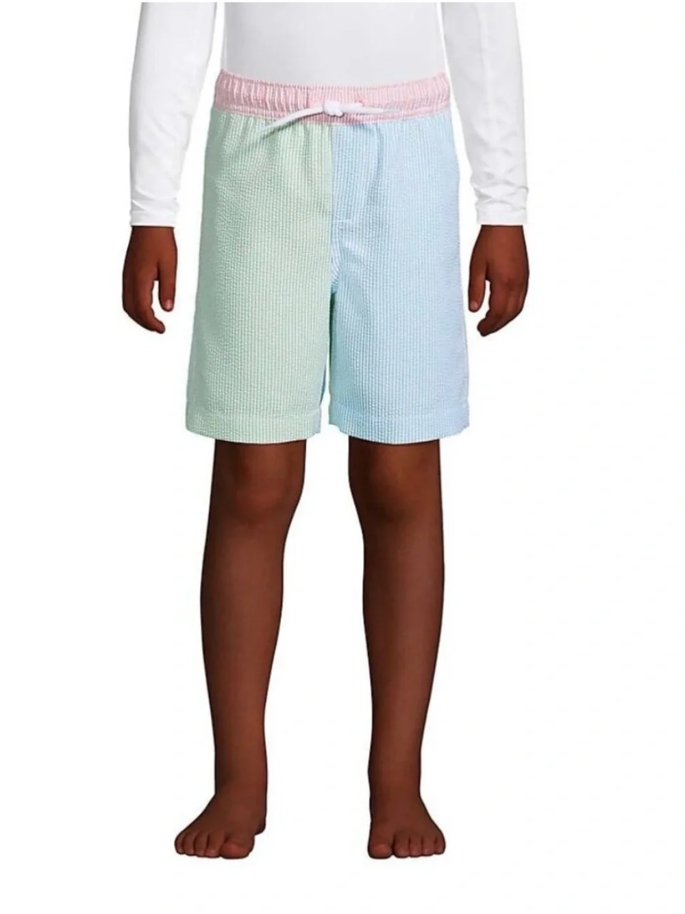 NWOT Lands’ End Boys Seersucker Volley Swimtrunks - Sz XXL (18-20)